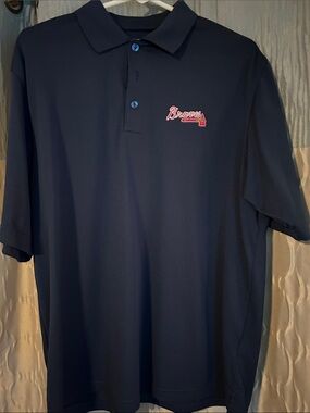 Antigua Navy Braves Polo Shirt with Red Logo